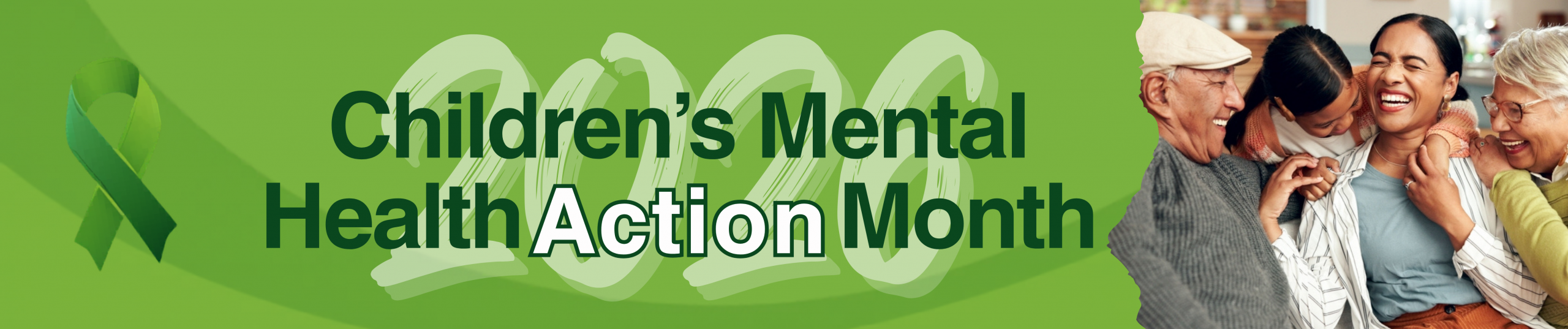 2026 Children' Mental Health Action Month Green Ribbon Header